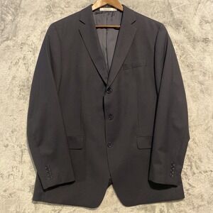 Calvin Klein Mens‎ Black Merino Wool Suit Jacket Sz 44L Striped Classic Career